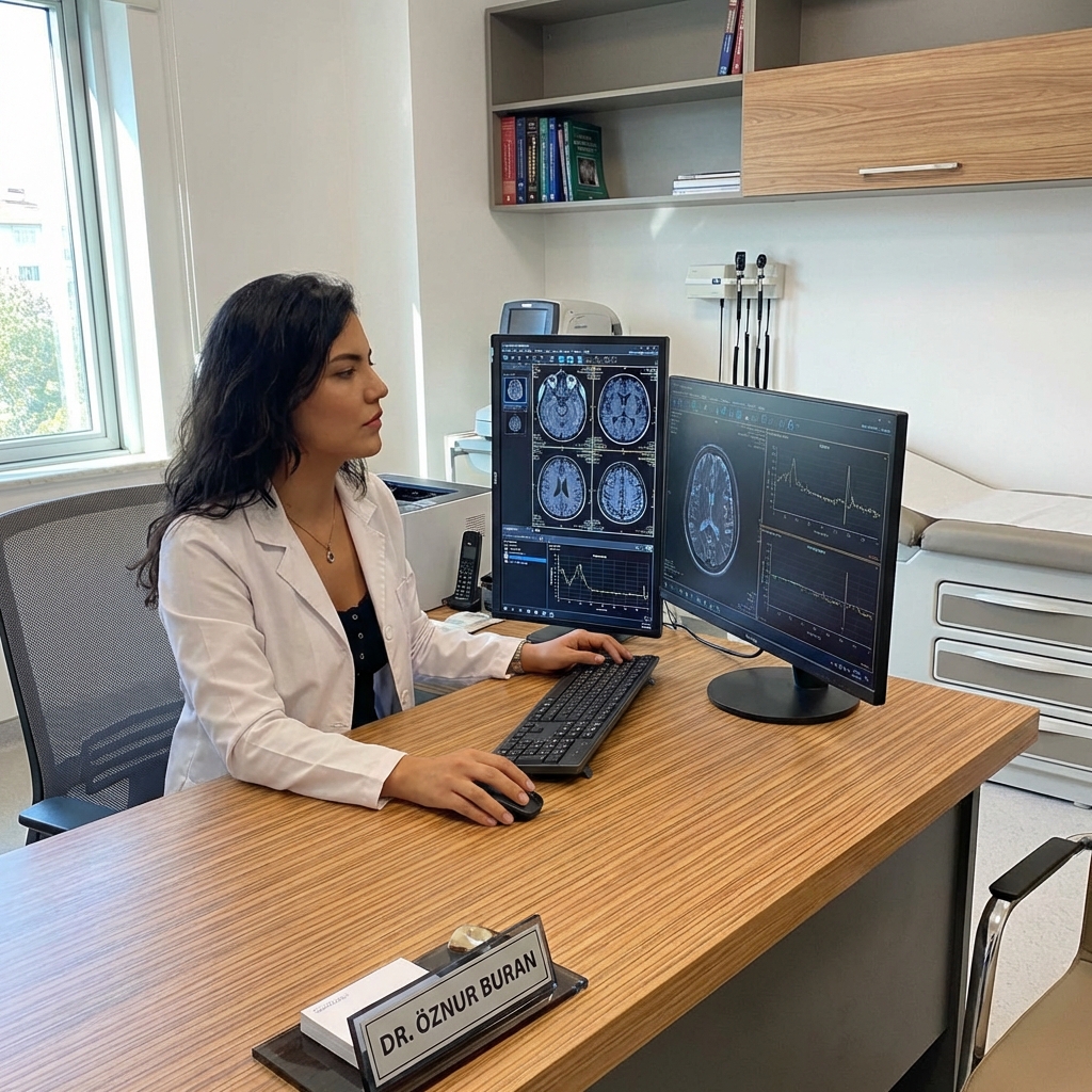 Dr. Öznur Buran analysiert Hirnbilddaten